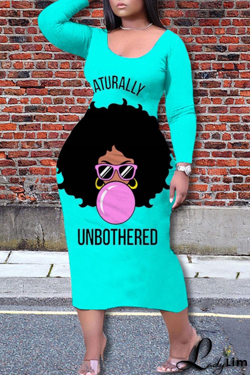 Black Brown Casual Print Patchwork O Neck One Step Skirt Plus Size Dresses