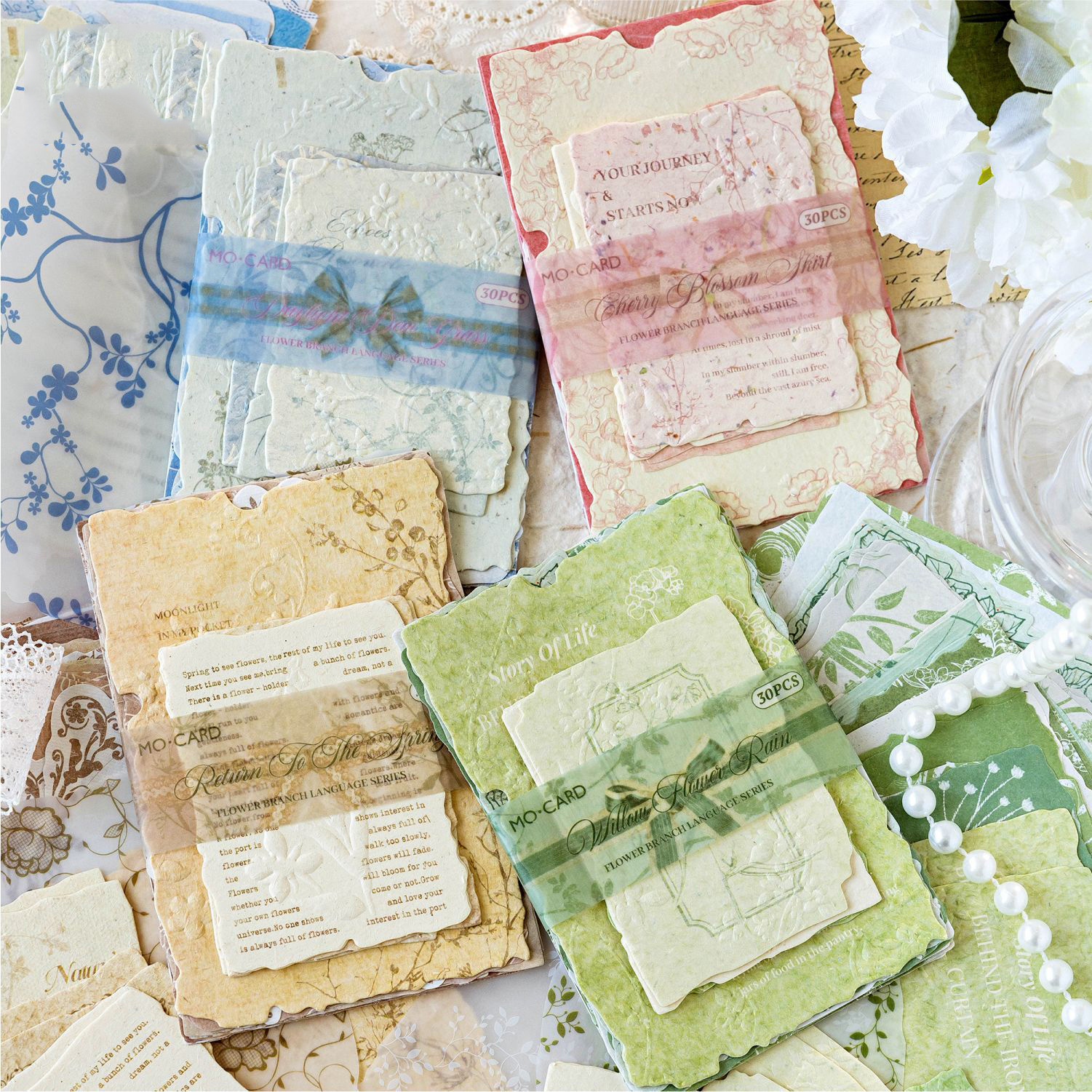 소재 종이 - 꽃가지 언어 시리즈 빈티지 식물 꽃 레이스 릴리프 풍경