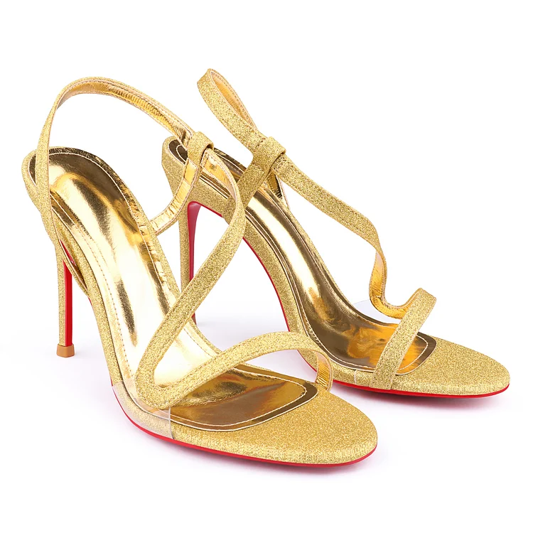 100mm Spotlight Wavy Straps Sandals Red Bottom Stilettos Vocosi VOCOSI
