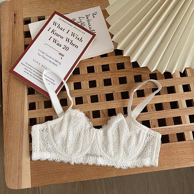 Wriufred Ultra-thin white lace bra without bumps soft steel ring underwear full adjustment and fixed shoulder strap lingerie