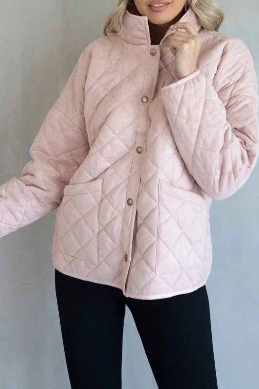 Winter retro solid color quilted jacket