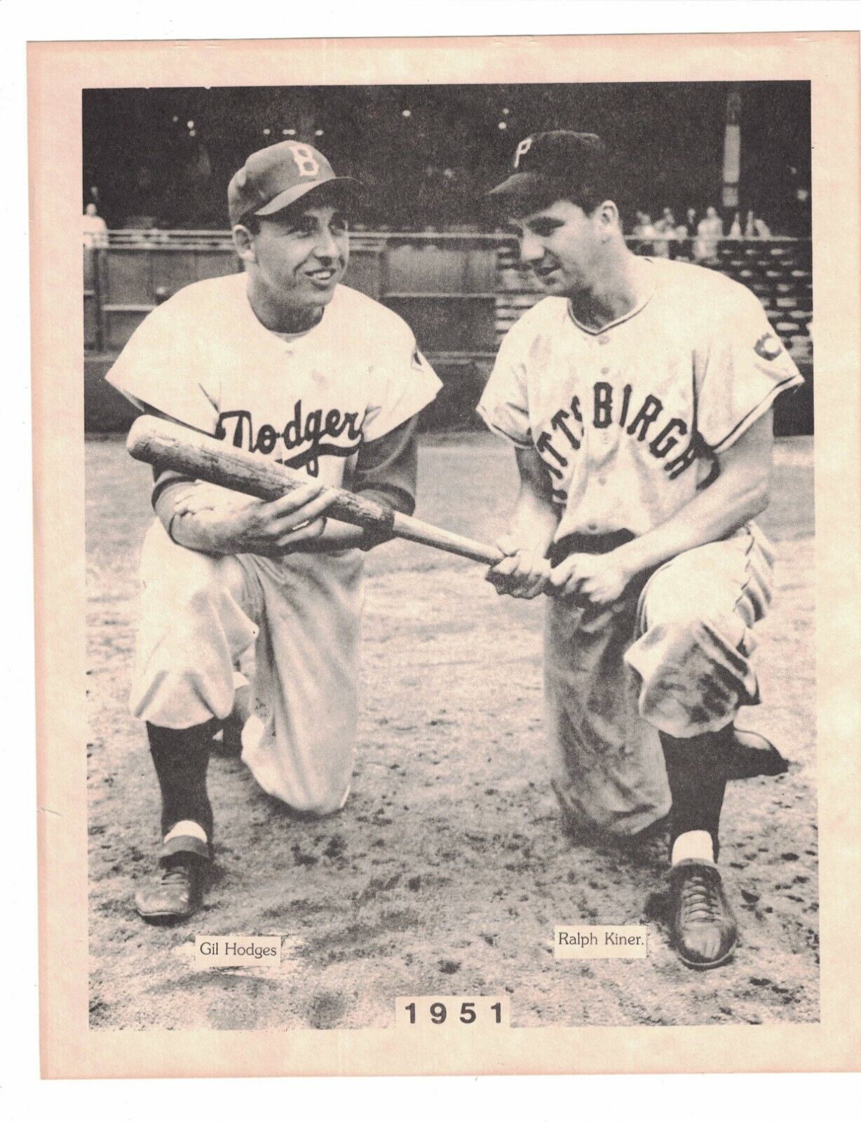 1951 Gil Hodges Dodgers & Ralph Kiner Pirates 1960's/70's 8 x 10