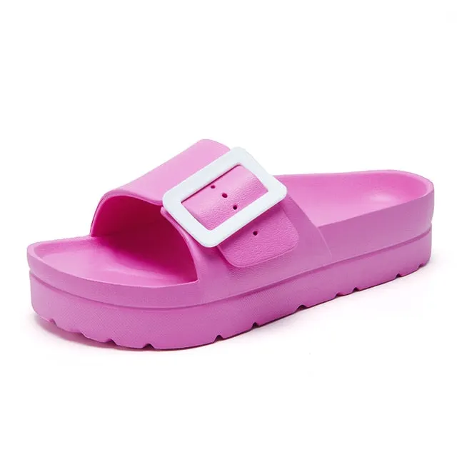 Summer Platform Sandals Women flip flops Beach Home Slippers Flat Pink Red Black White Slides 2021 EVA Light Casual Shoes female