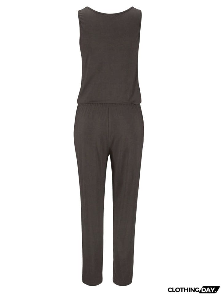 Pretty Sexy Zipper Sleeveless Solid Color Jumpsuit