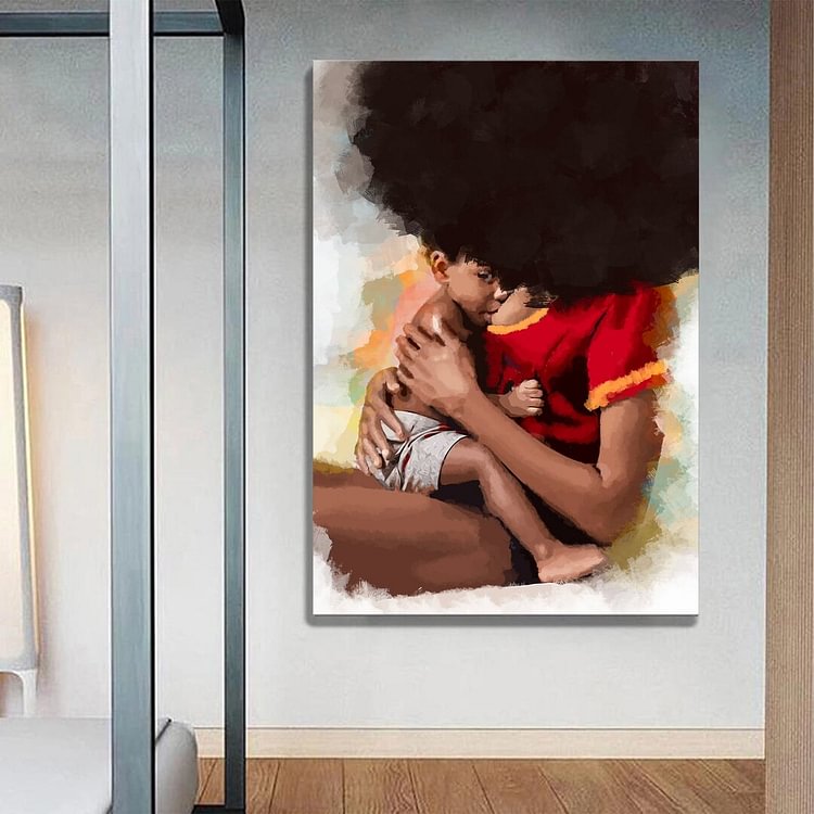 AFRICAN AMERICAN Mother and Child Canvas Wall Art  varity-store