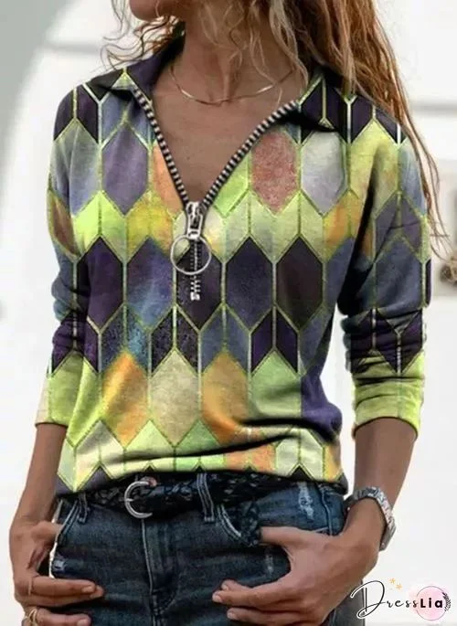 Printed Women's Shirt Long Sleeve Loose Shirt Women's Fashion Casual Tops