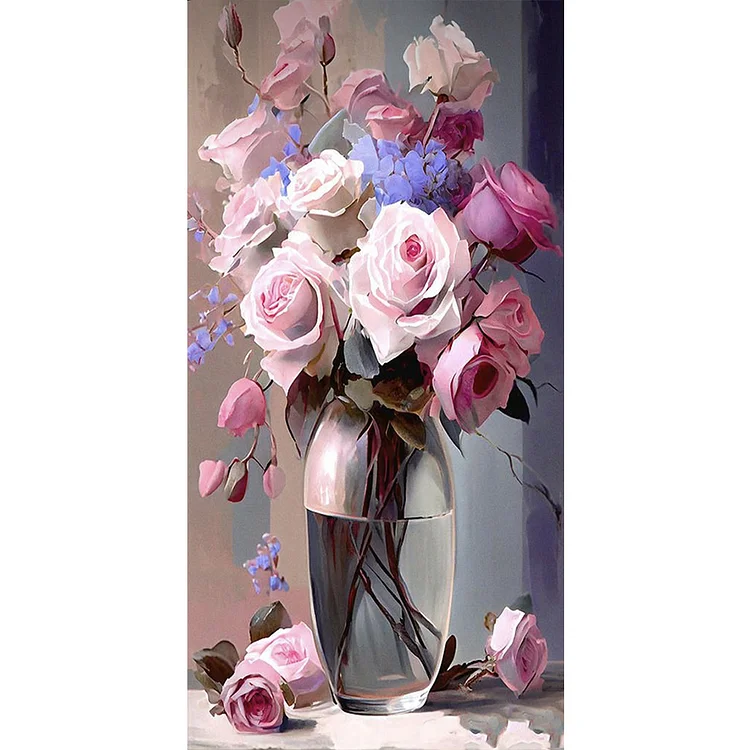Flowers In A Glass Jar - Painting By Numbers - 40*80CM gbfke
