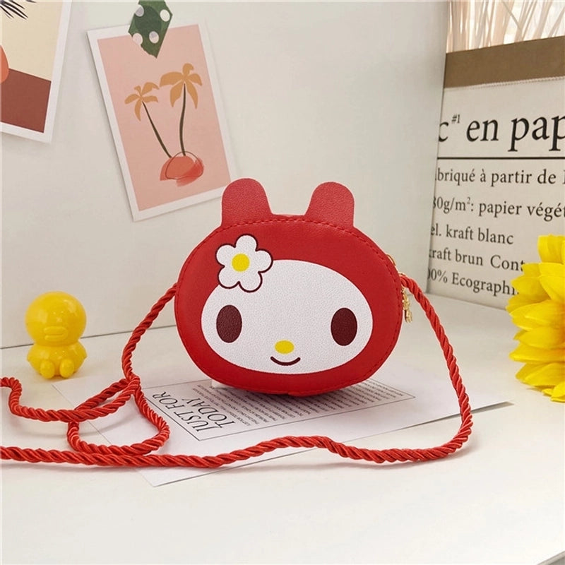 Kid’s Small Pu Leather Cartoon Cute Cylindrical Zipper Crossbody Bag