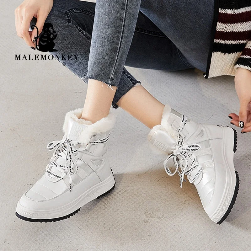 Women's Snow Boots Platform Warm Casual Sneakers Winter 2021 High Quality Short Plush Boots High-top Female Shoes Botas Mujer