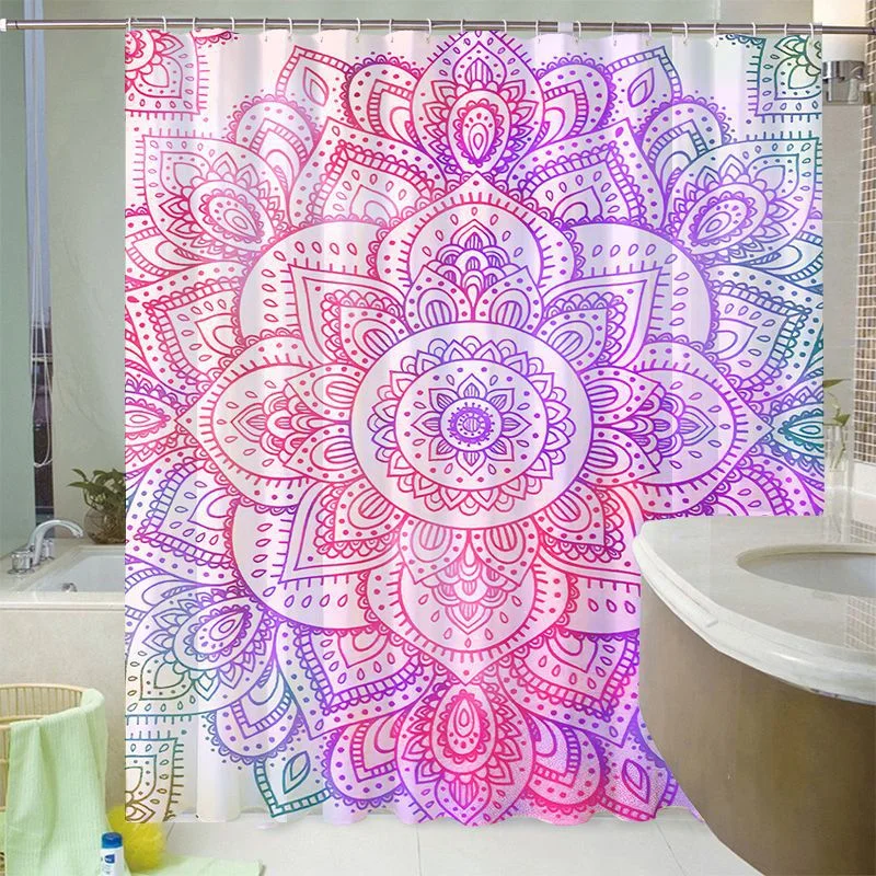 Mandala Shower Curtain Waterproof Floral Bohemian Bath Accessories for Bathroom Waterproof Fabric Shower Curtain