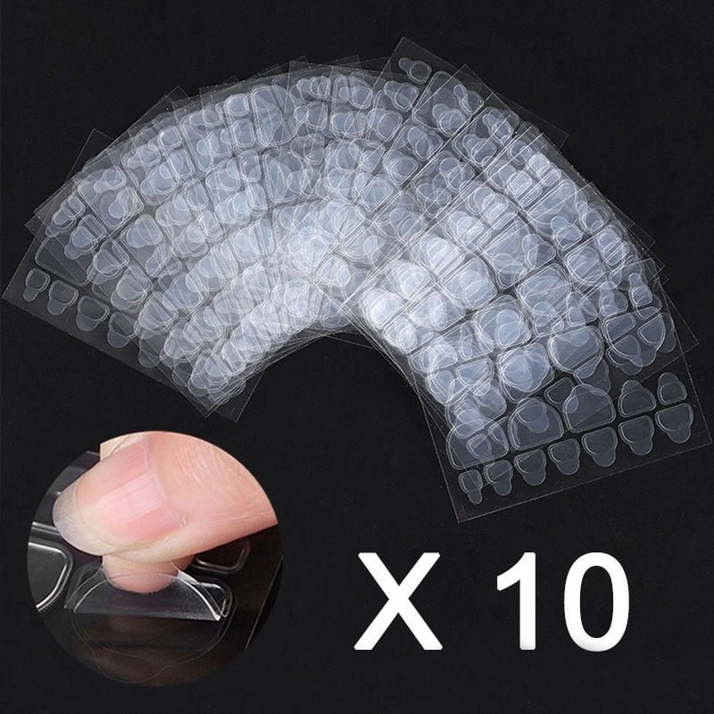 10 Sheets Transparent Traceless Toenails Jelly Double-sided Tape Nail Adhesive Tab Nail Sticker Tape For Toes Nail Art