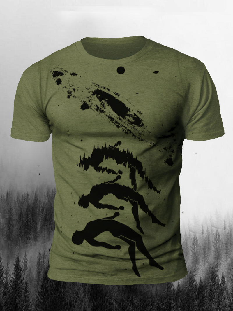 Men's Soul into Starry Sky Print Short Sleeve T-shirt