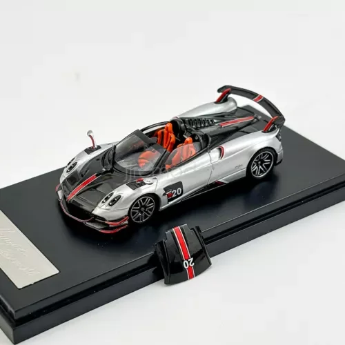 Dronehint LCD 1:64 Scale Silver Huayra Roadster BC #20 Sports Diecast Metal Model Parts