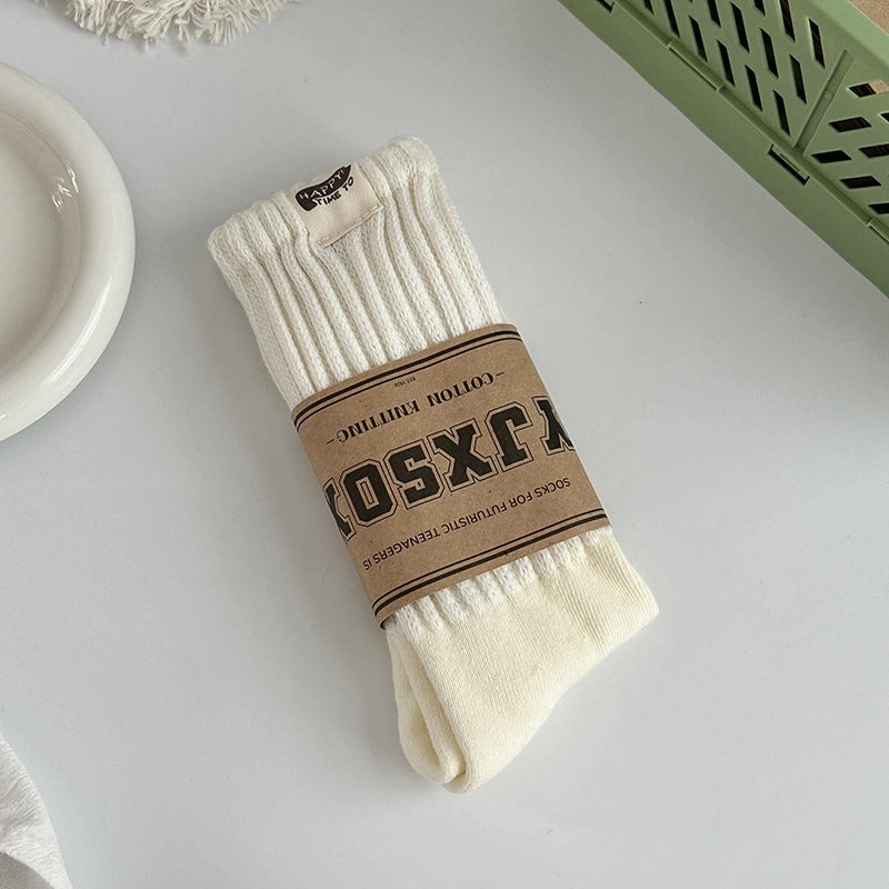 Unisex Sports Solid Color Cotton Crew Socks A Pair