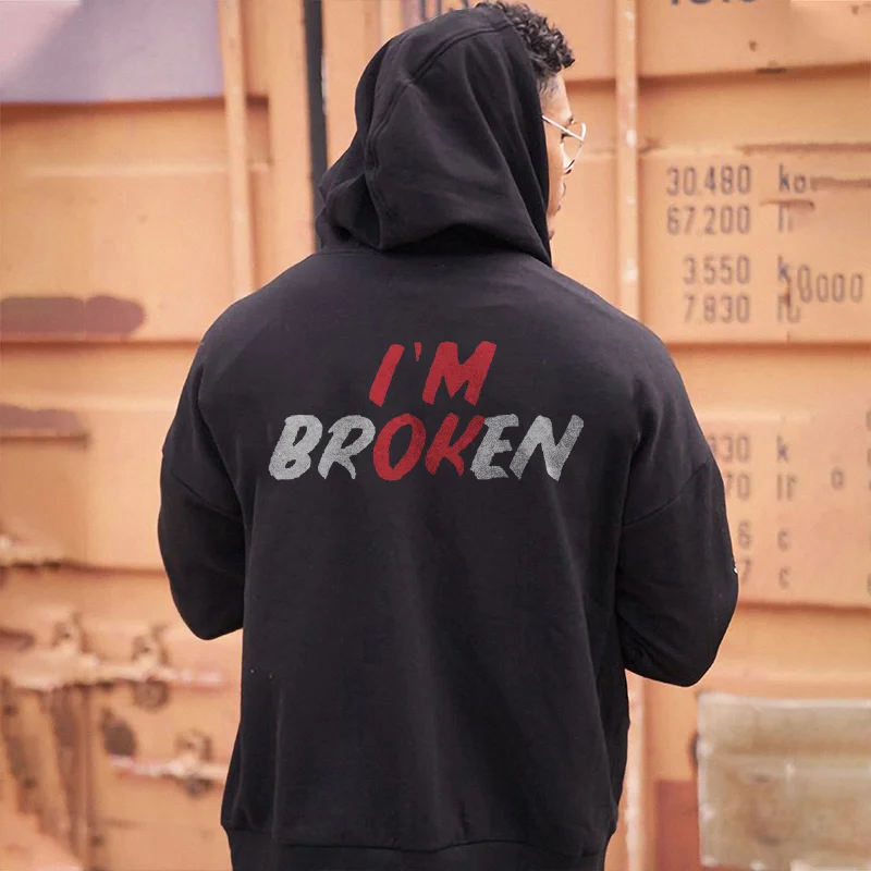 I'm Broken Printed Men's All-match Hoodie - Krazyskull