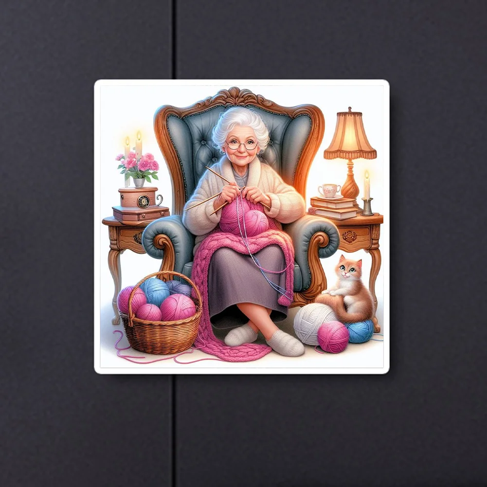 Diamond Painting - Full Round Drill - Knitting Grandma(Canvas|40*40cm)
