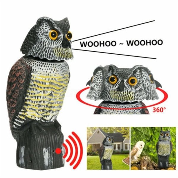 Realistic Bird Scarer——Rotating Head Sound Owl