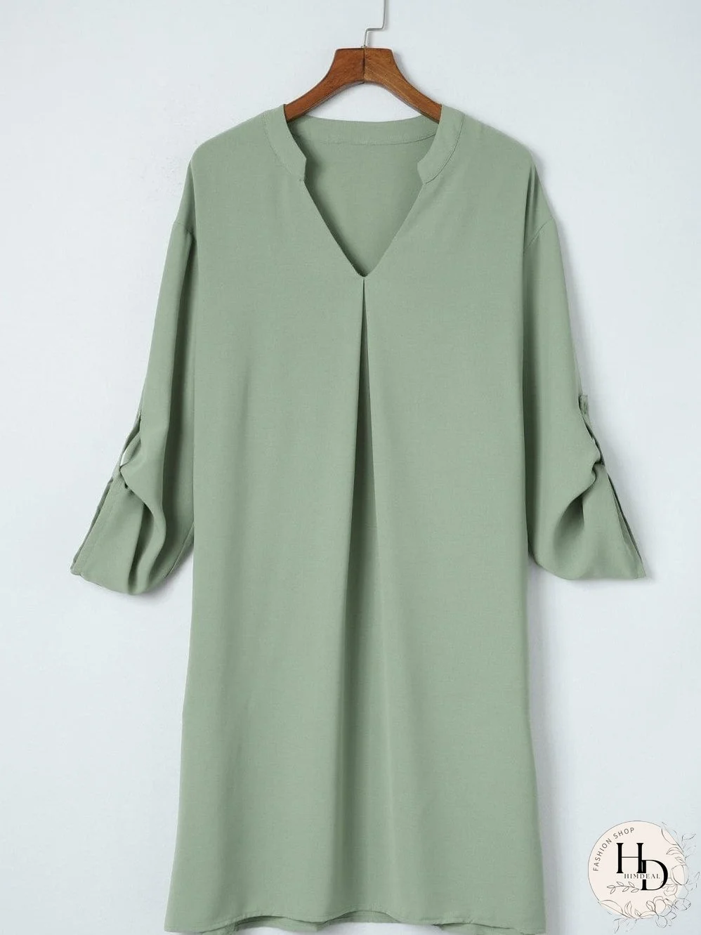 Solid Color V Neck Shirt for Women