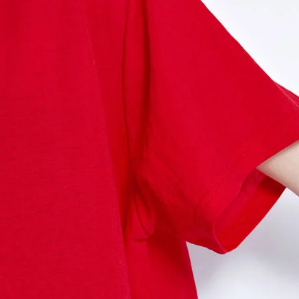 fine red patchwork cotton shift dresses plus size holiday dresses fine loose waist short sleeve natural cotton dress