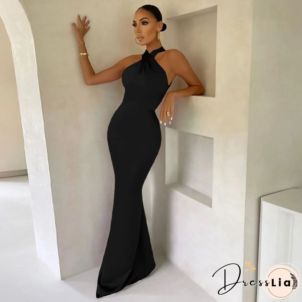 Sexy Satin Sleeveless Backless Elegant Party Maxi Dresses Women Summer Off Shoulder Bodycon Black Long Dress Formal Female