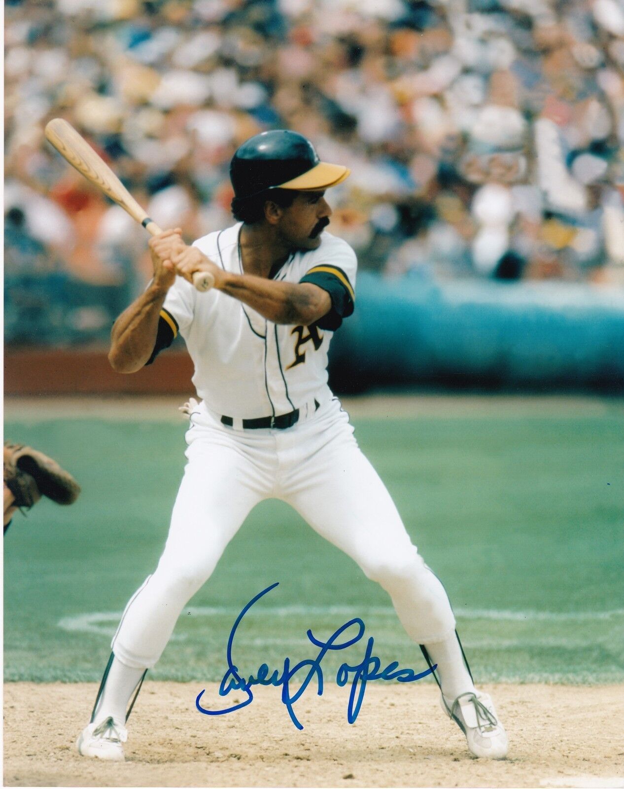 DAVEY LOPES OAKLAND A'S ACTION SIGNED 8x10