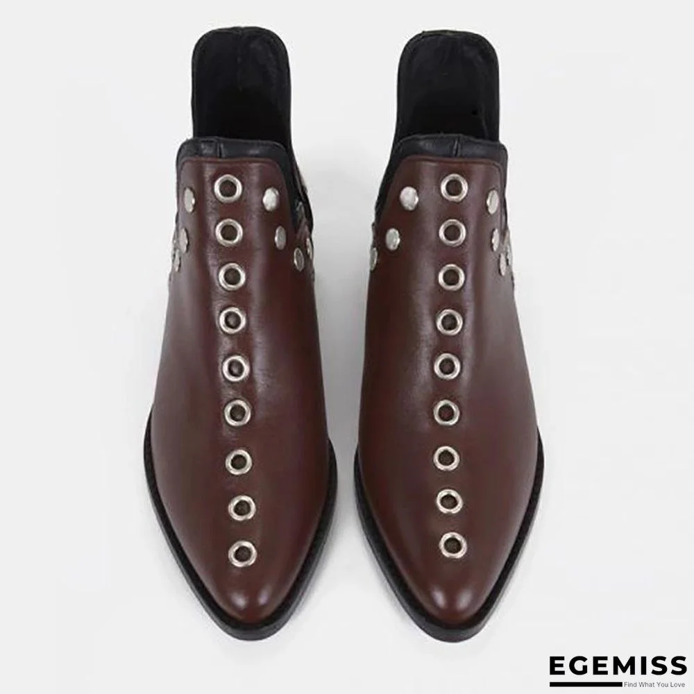 Pointed Toe Rivet Ankle Boots | EGEMISS