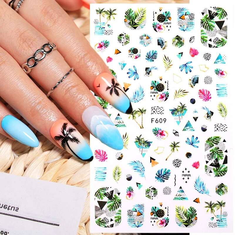1 Pc 3D Nail Sticker Flower Leaves Slider Transfer Nail Stickers For Manicures Nail Art DIY Transfer Sticker Nail Art Decoration