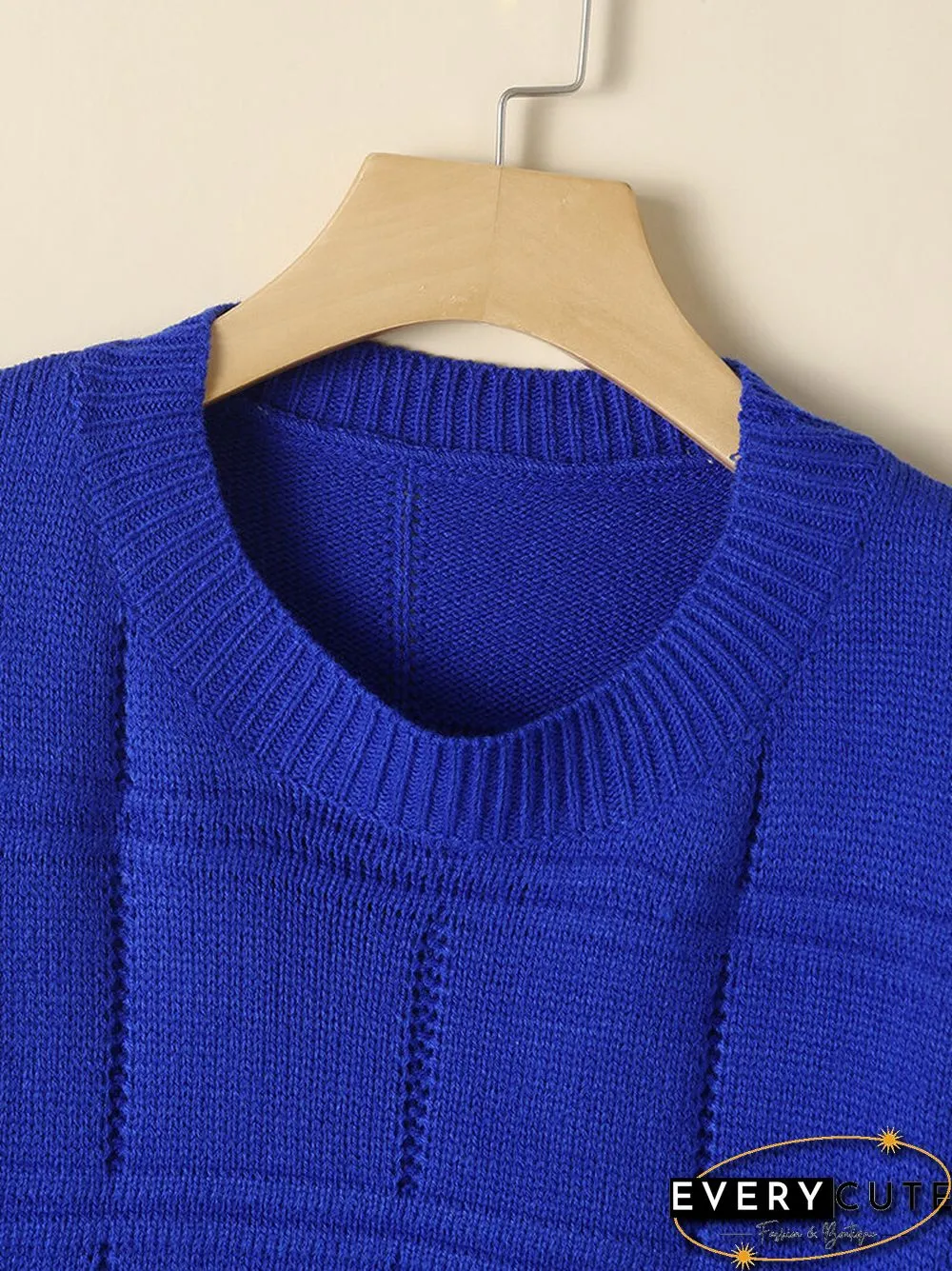 Check Pattern Long Sleeve Crew Neck Loose Sweater