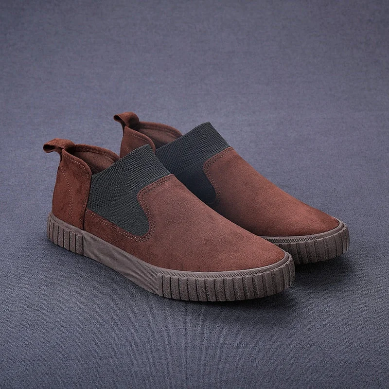 YITU New Fashion Low top Men's Vulcanized Shoes Flannel Slip on Loafer Designer Casual Shoes Spring Simple Flats