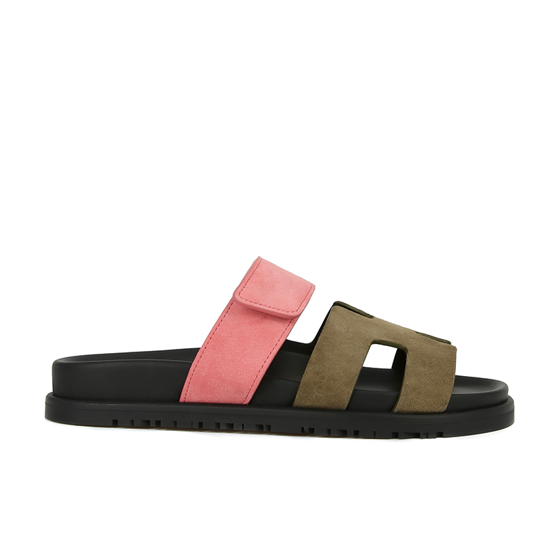 Women's H-Slippers Summer Outerwear Thick Soled Fashion Velcro Beach Shoes-vocosishoes