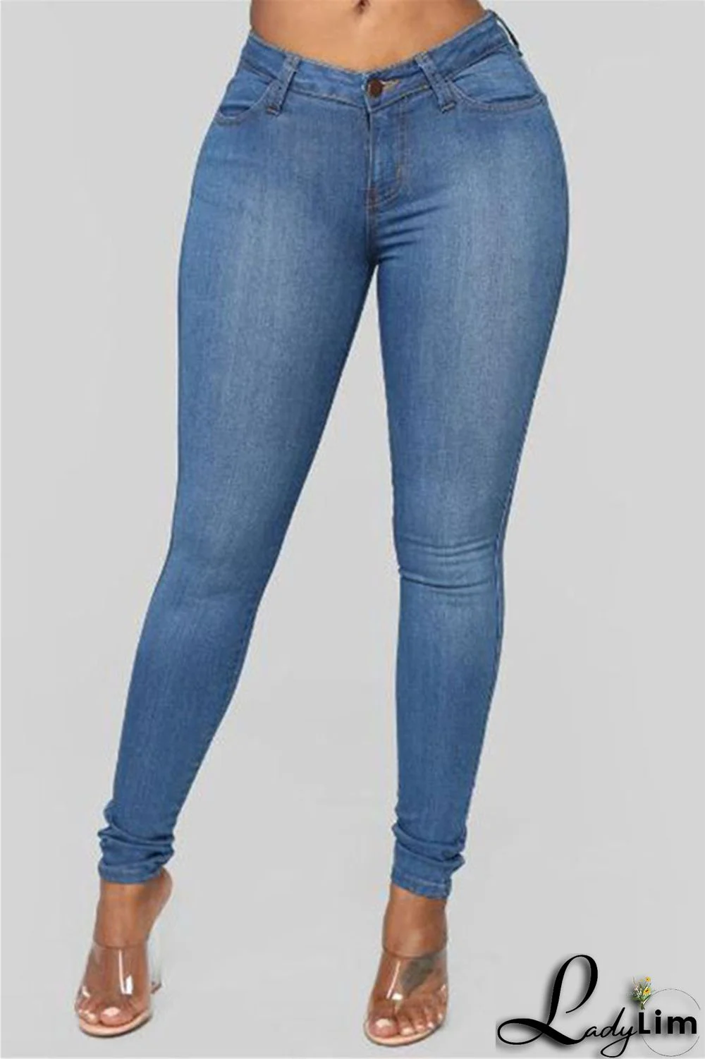 Black Fashion Casual Solid Basic High Waist Skinny Denim Jeans
