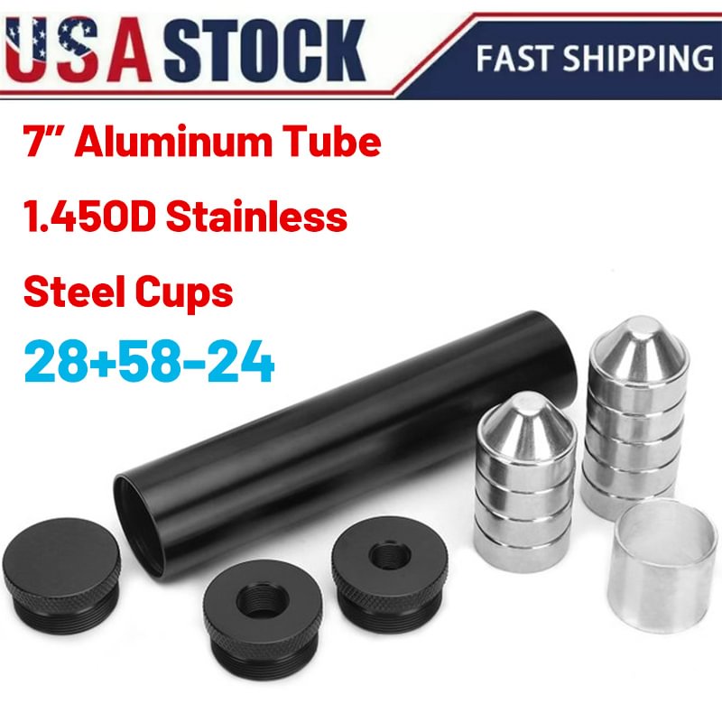 USA STOCK 7'' Aluminum Tube 1.45"OD Stainless Steel Cups 1/2-28+5/8-24 Solvent Trap Kit 5.56 9mm 7.62 Fuel Filter For Napa 4003 Wix24003