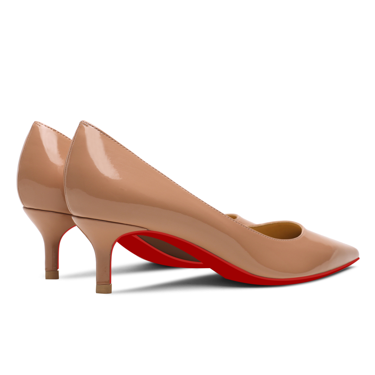 50mm Women's Low Heel Kittens Pointed Toe Red Bottom Casual Slip On Pumps-MERUMOTE