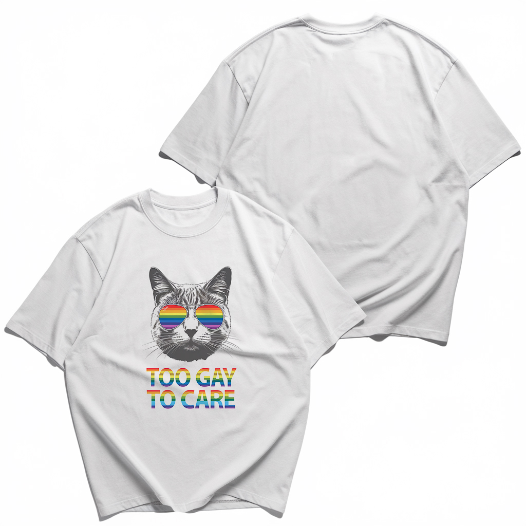 TOO GAY TO CARE Cotton Printed Men's T-shirt