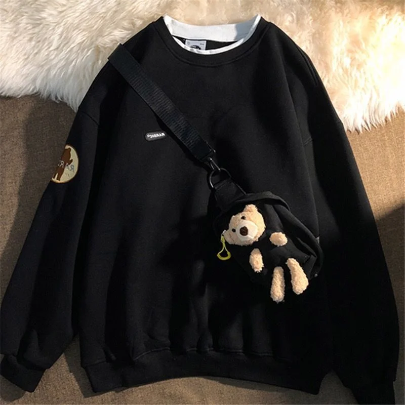 New Bear Couple Fake Two Piece Sweater、、URBENIE