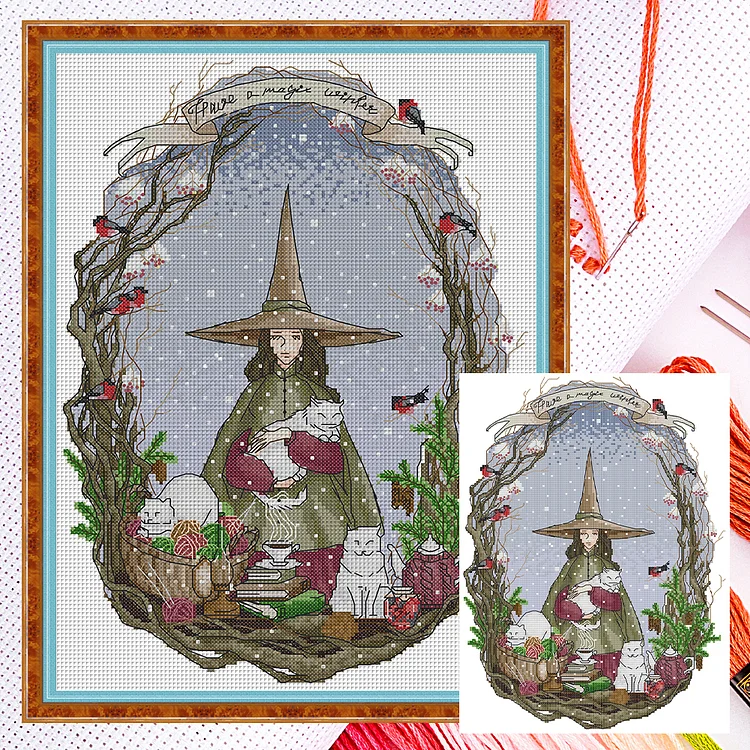 Joy Sunday-Magic World Winter- 14CT - 2 Strands Threads Counted Cross Stitch - 31*41cm(Canvas)