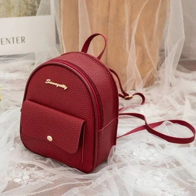 Mini Backpack Women Pu Leather Shoulder Bag For Teenage Girls Kids Multi-function Small Bagpack Female Ladies School Backpack