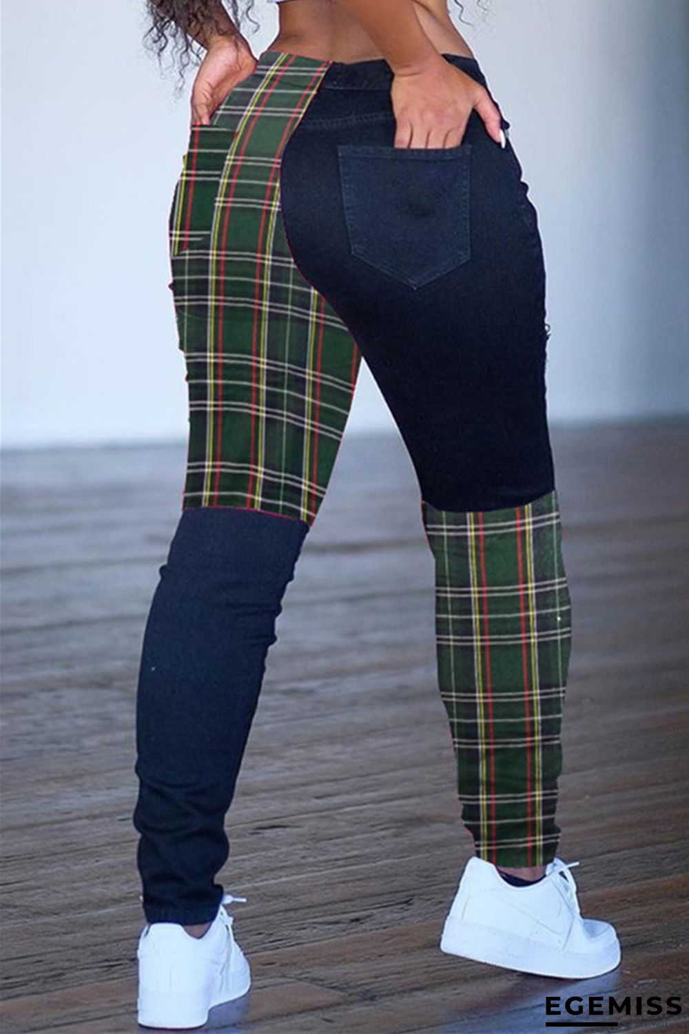 Army Green Casual Patchwork Patchwork Bottoms | EGEMISS