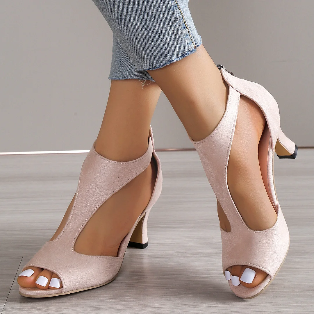 High Heel Peep Toe Sandals Women Back Zipper Outdoor Summer Shoes-PABIUYOU- Women's Fashion Leader