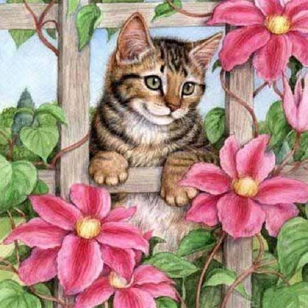 

30*30CM - Round Drill Diamond Painting - Cat, 501 Original