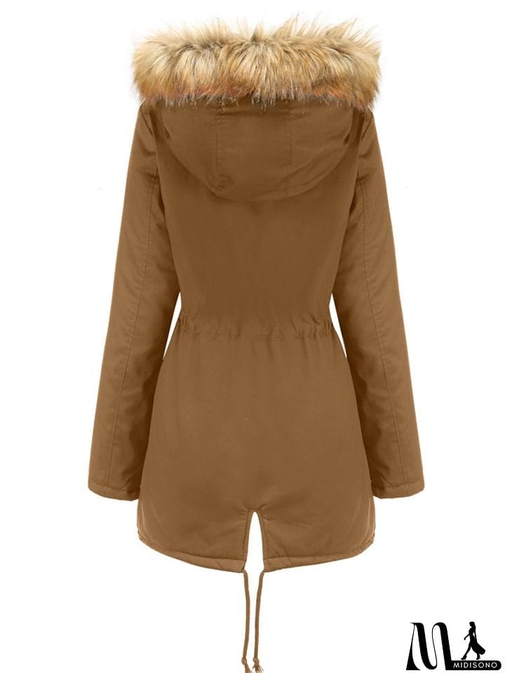 MidiSono - Women's Casual Hooded Thermal Cotton Coats