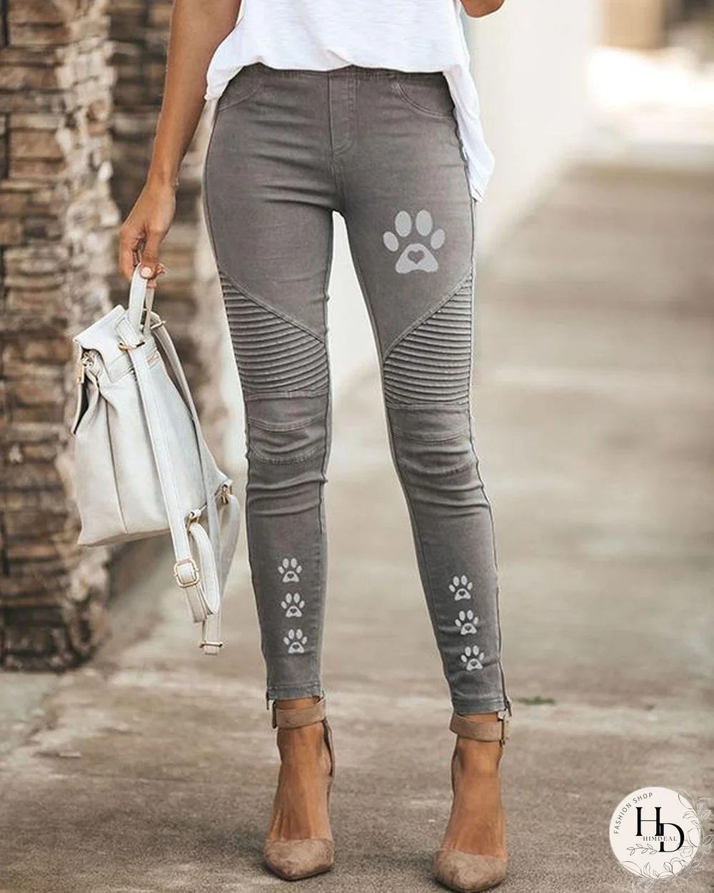 Womens Print High Waist Daily Leggings