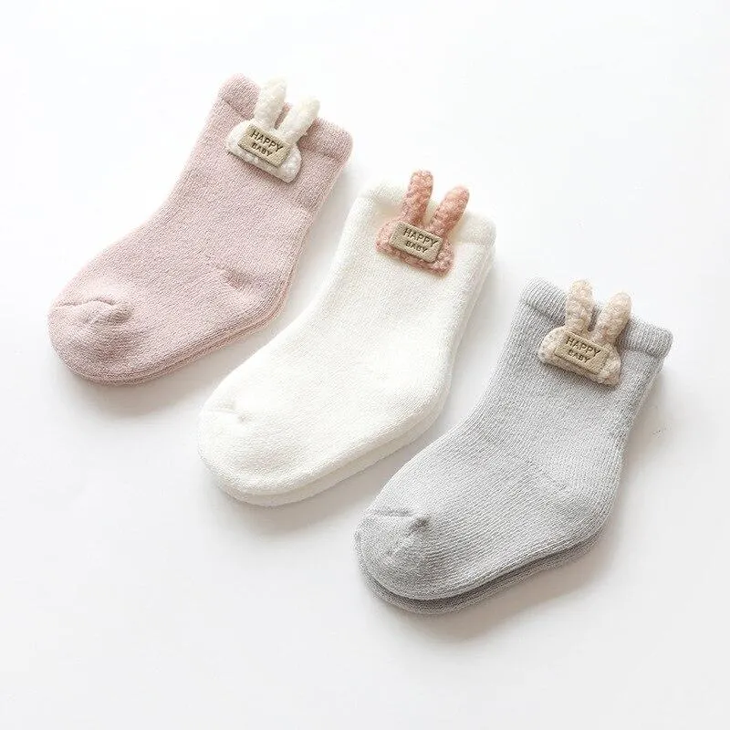 3 Pairs/lot 0 to 24M Autumn Winter Warm Baby Socks Super Thick Terry Socks For Newborns Infants Girs Cute Animal Kids Socks Boys