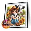 Diamond Painting-DIY Full Round Drill Girl And Cow