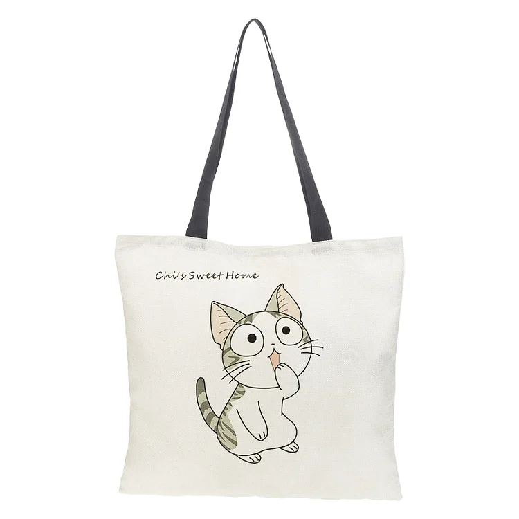 Linen Eco-friendly Tote Bag - Cat