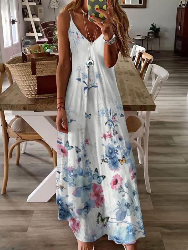 Glamorous Print Sleeveless Maxi Dress-vocosishoes