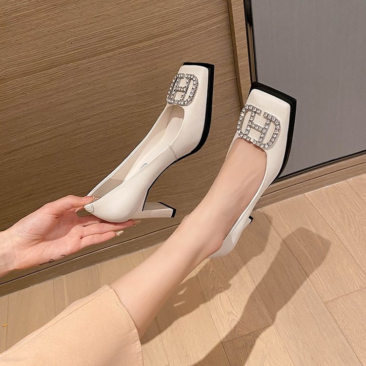 Fashionable and versatile shallow square toe high heels-PABIUYOU- Women's Fashion Leader