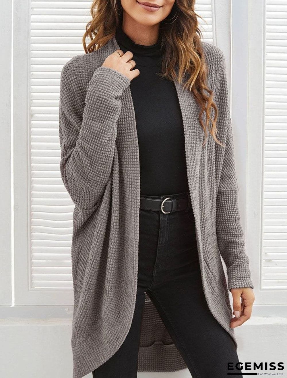 Casual Loose Solid Color Knitted Cardigan | EGEMISS