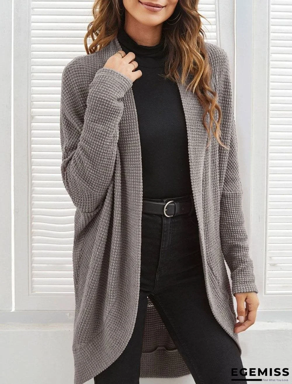 Casual Loose Solid Color Knitted Cardigan | EGEMISS