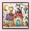 Cat And House-11CT Stamped Cross Stitch 40*40cm/15.75*15.75in tapestrymarket
